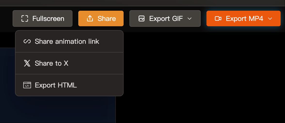 Share animations and export offline HTML files